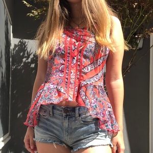 Vintage paisley button up tank